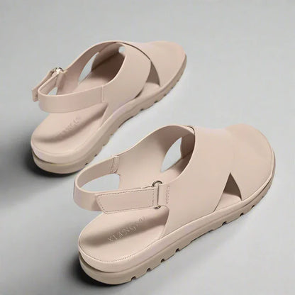 Cross Strap Flat Sandals for Women with Back Strap