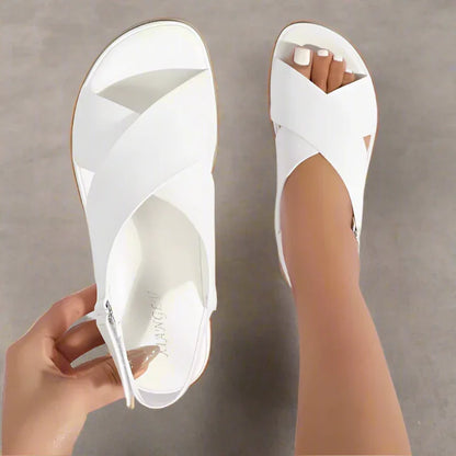 Cross Strap Flat Sandals for Women with Back Strap