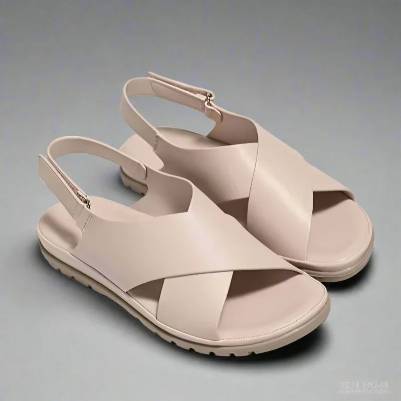 Cross Strap Flat Sandals for Women with Back Strap