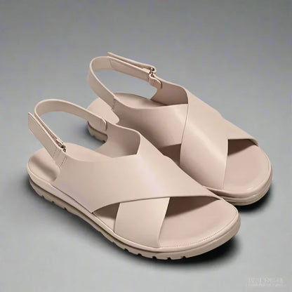 Cross Strap Flat Sandals for Women with Back Strap