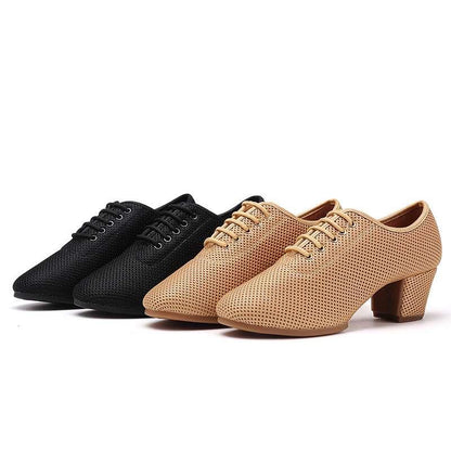 Women's Breathable Mesh Dance Shoes with 5cm Square Heel