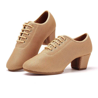 Women's Breathable Mesh Dance Shoes with 5cm Square Heel