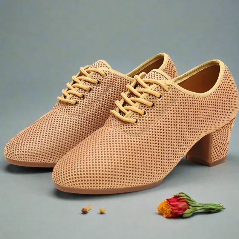 Women's Breathable Mesh Dance Shoes with 5cm Square Heel