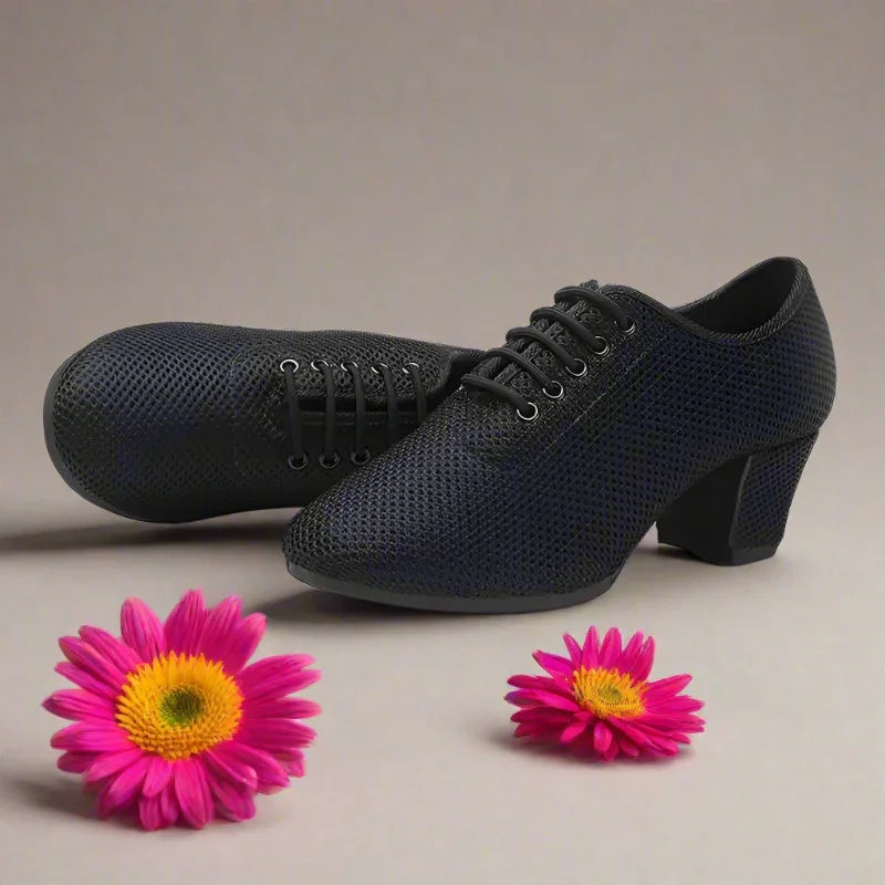 Women's Breathable Mesh Dance Shoes with 5cm Square Heel