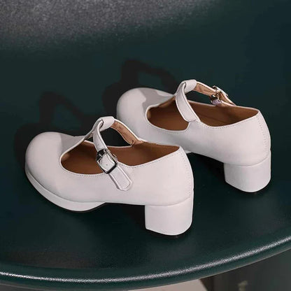 Plus Size Bunion Pumps - T-Strap Platform, Round Toe, Block Heel