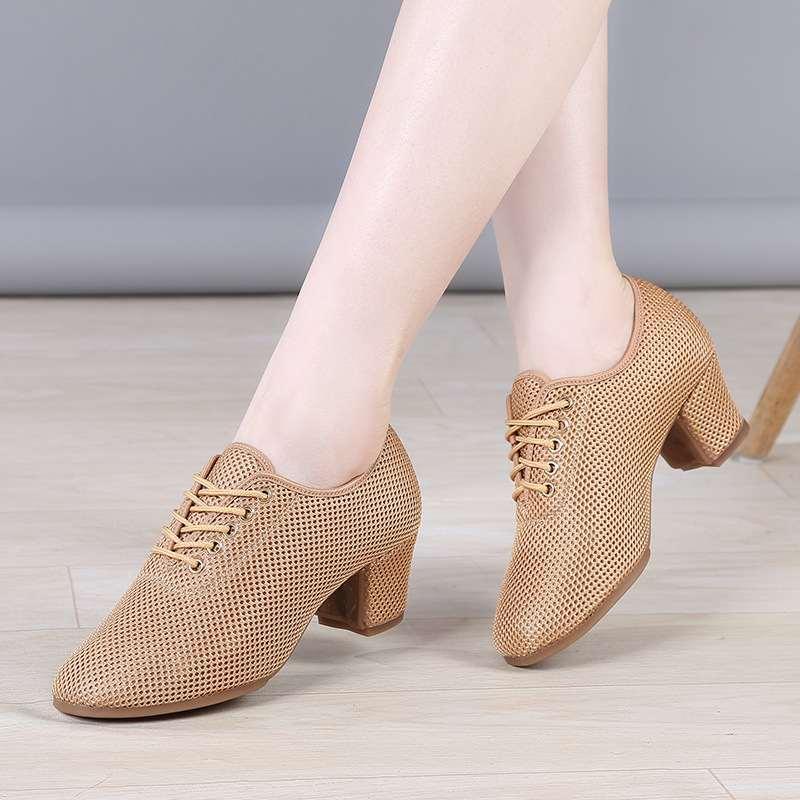 Women's Breathable Mesh Dance Shoes with 5cm Square Heel
