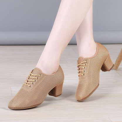 Women's Breathable Mesh Dance Shoes with 5cm Square Heel