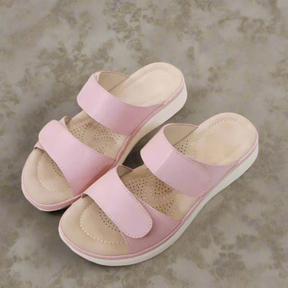 Women's Open Toe Slippers with Velcro Straps