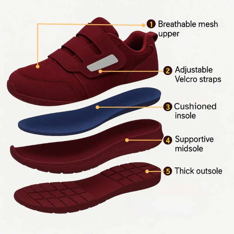 Fashionable Diabetic Sneakers – Wide Fit, Cushioned Comfort & Anti-Slip Safety