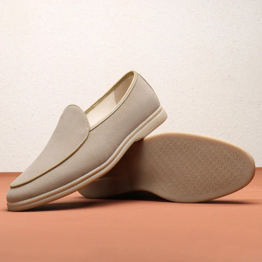 Suede Slip-On Loafers with Cushioned Rubber Sole