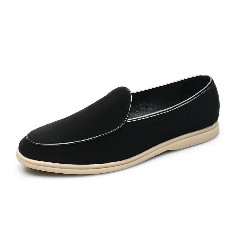 Suede Slip-On Loafers with Cushioned Rubber Sole