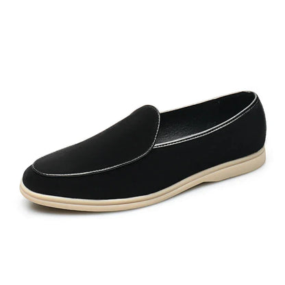 Suede Slip-On Loafers with Cushioned Rubber Sole