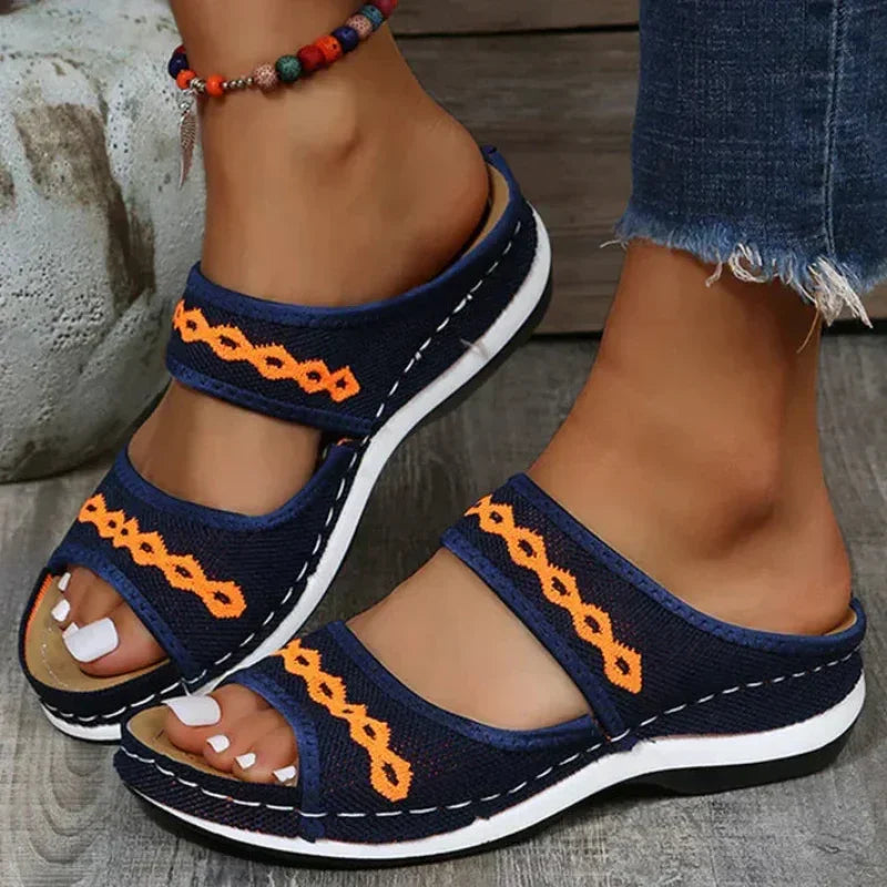 Women's Embroidered Wedge Sandals with Arch Support