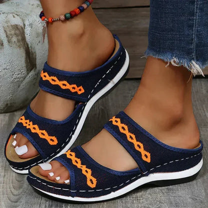 Women's Embroidered Wedge Sandals with Arch Support