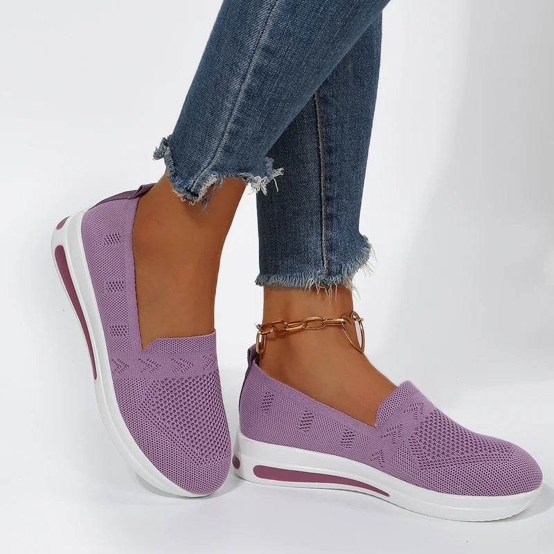 Chic Wedge Sneakers with Airy Mesh Upper