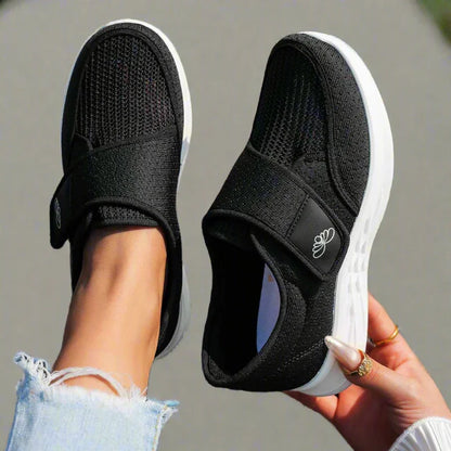 Women's Wide Fit Velcro Strap Comfort Sneakers