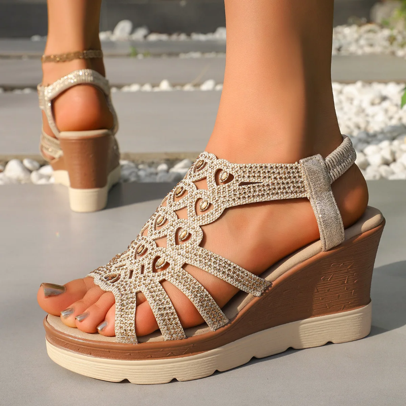 Women&#39;s Orthopedic Wedge Sandals with Sparkly Accents