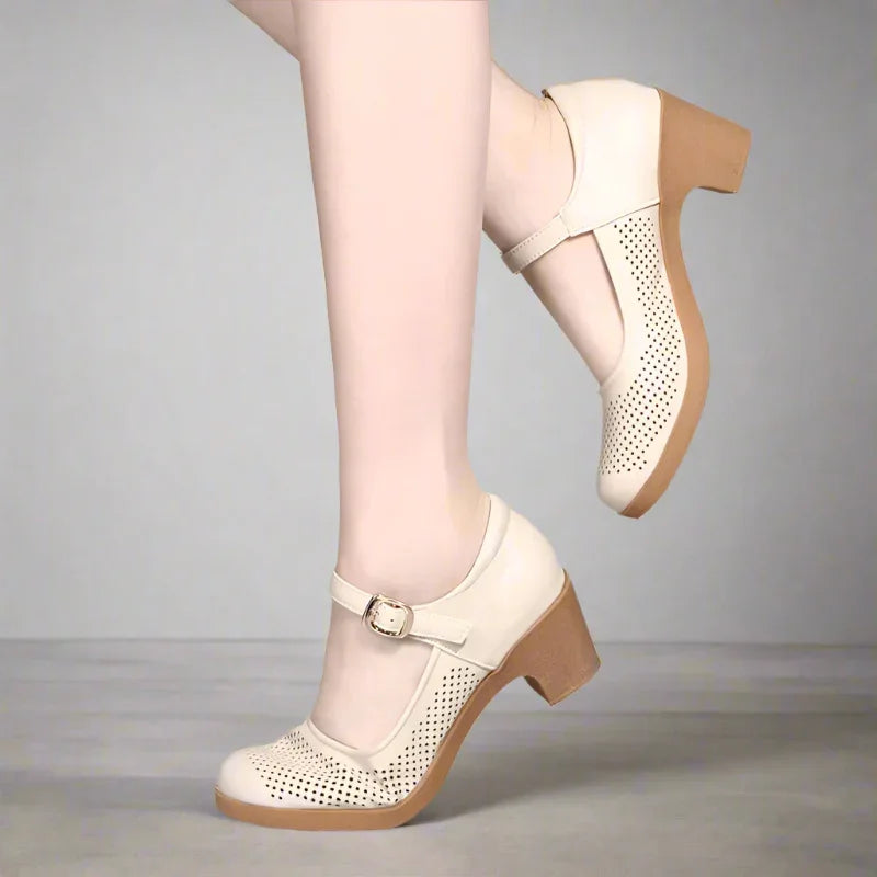 Women’s Breathable Block Heel Sandals with Ankle Strap