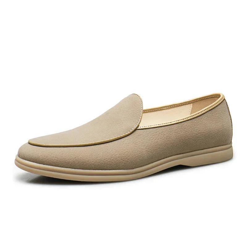 Suede Slip-On Loafers with Cushioned Rubber Sole