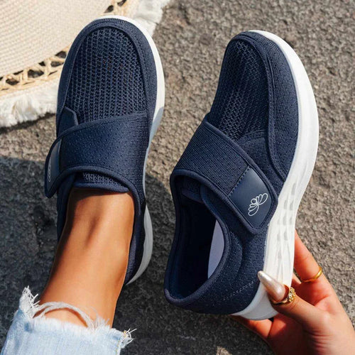Women's Wide Fit Velcro Strap Comfort Sneakers