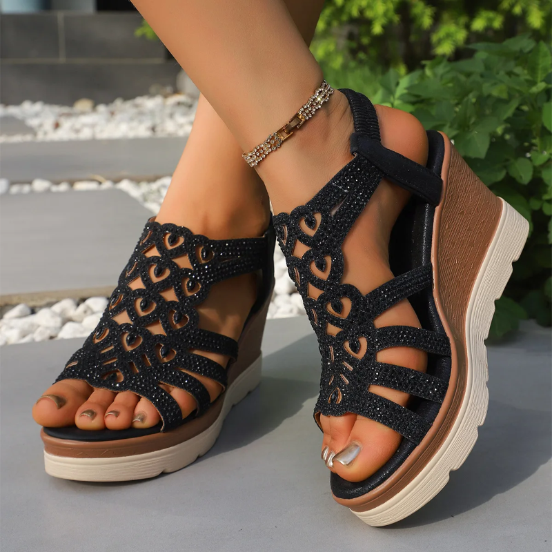 Women&#39;s Orthopedic Wedge Sandals with Sparkly Accents