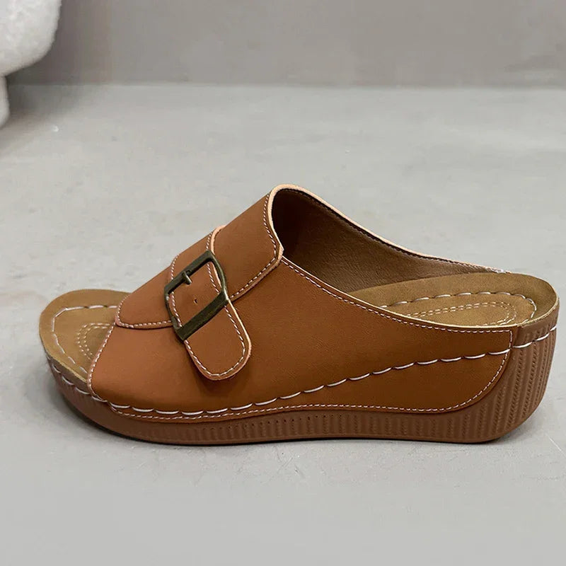 Comfortable Wedge Slide Sandals with Cushioned Insole