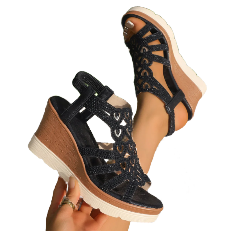 Women&#39;s Orthopedic Wedge Sandals with Sparkly Accents