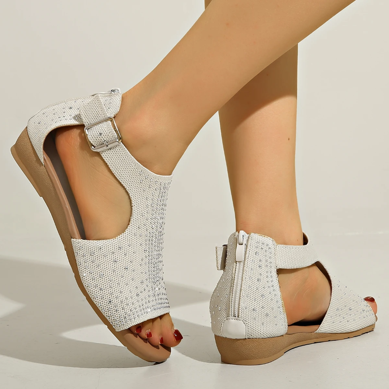Fashion Sandals With Back Zipper &amp; Bunion-Friendly Comfort