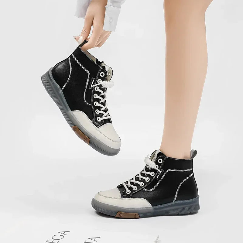 Modern High-Top Casual Sneakers with Side Zip