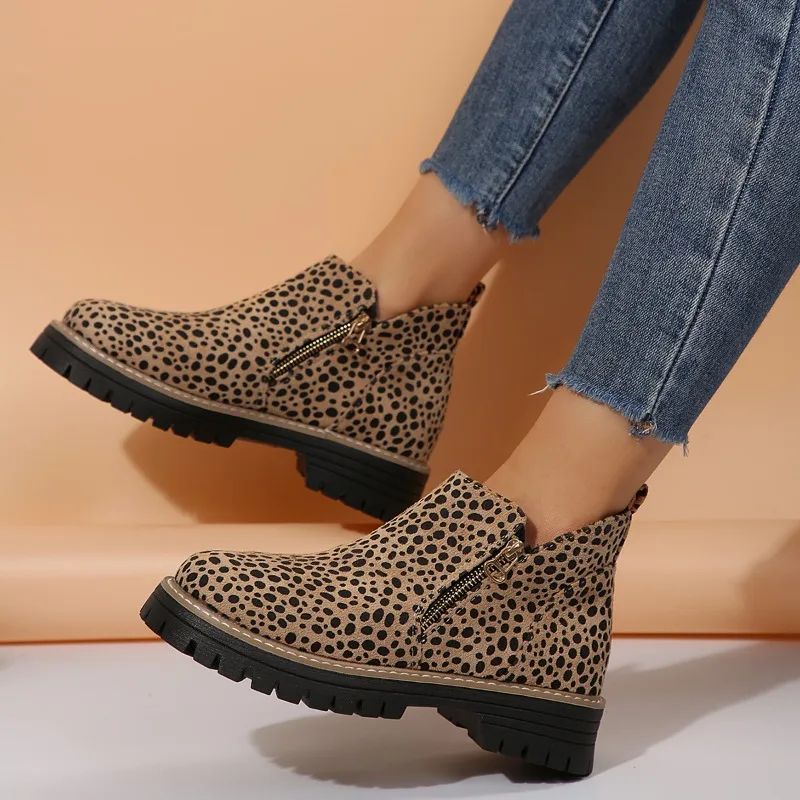 Stylish Leopard Print Chelsea Ankle Boots