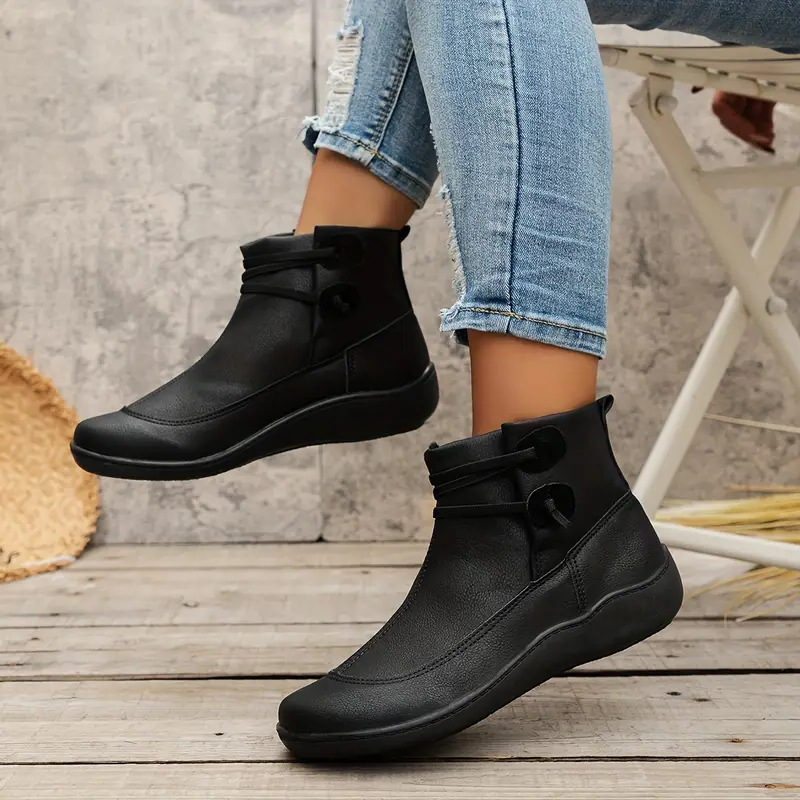 Casual Chic Women&#39;s Ankle Boots with Stylish Lace-Up Design