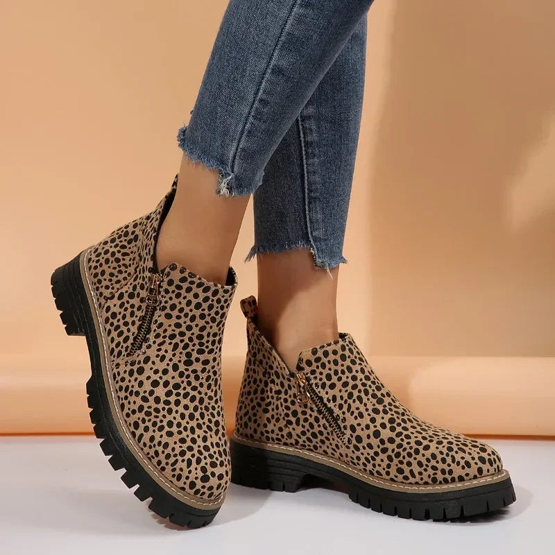 Stylish Leopard Print Chelsea Ankle Boots