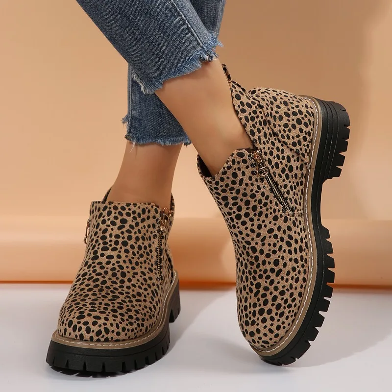 Stylish Leopard Print Chelsea Ankle Boots
