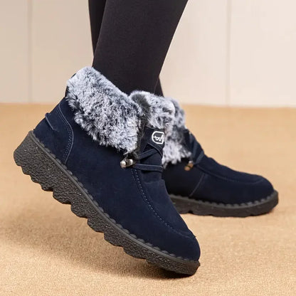 Slip-Resistant Booties with Fluffy Fur Trim