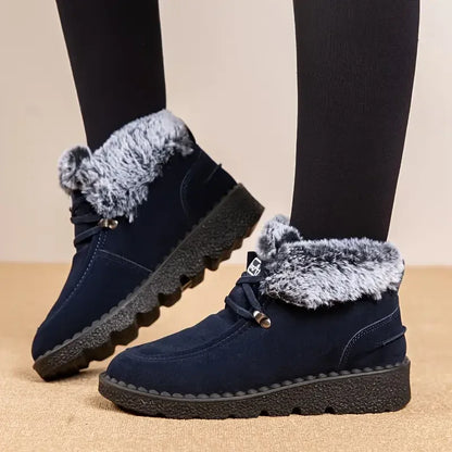 Slip-Resistant Booties with Fluffy Fur Trim