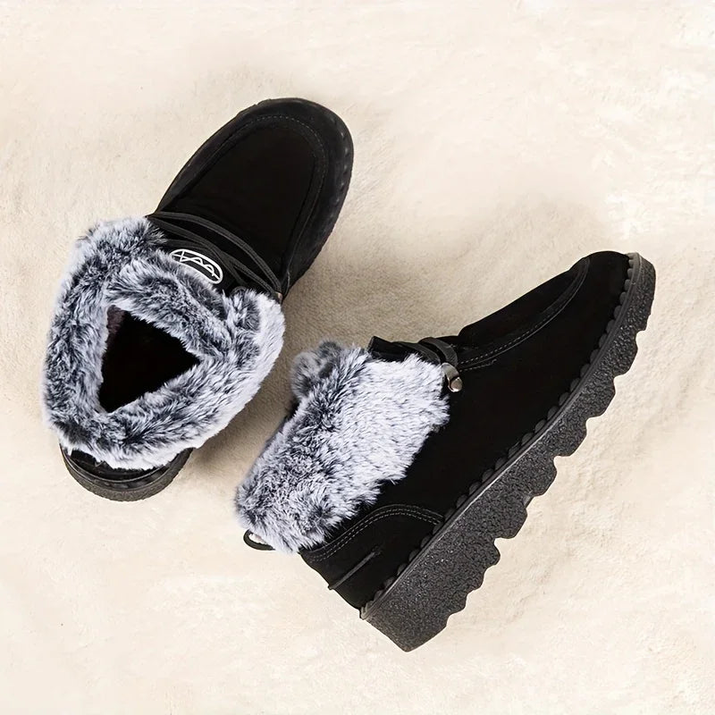 Slip-Resistant Booties with Fluffy Fur Trim