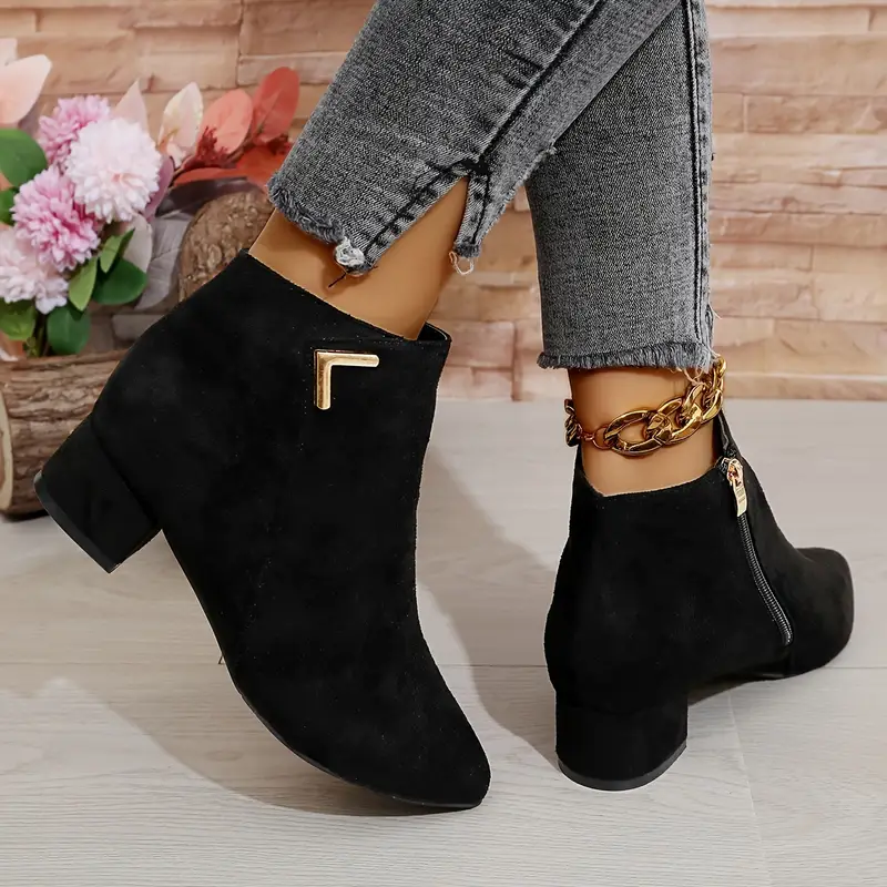Elegant Pointed Toe Low Heels Ankle Boots