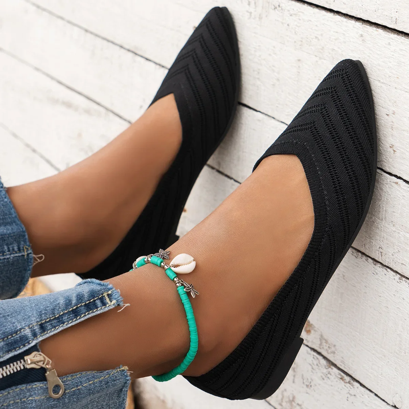 Breathable Mesh Pointed Toe Slip-On Flats