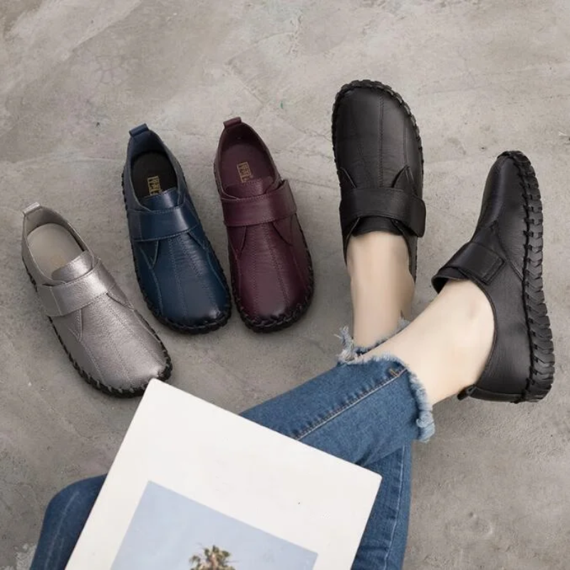 Genuine Leather Round Toe Ladies Loafers