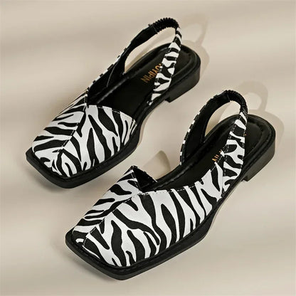 Bold Print PU Leather Sandals for Women