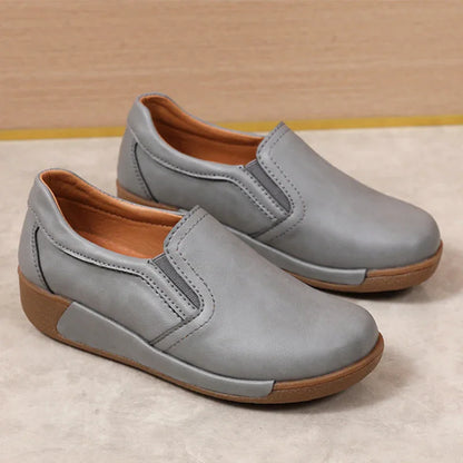 Women's Wide Toe Box Platform Loafers Leather