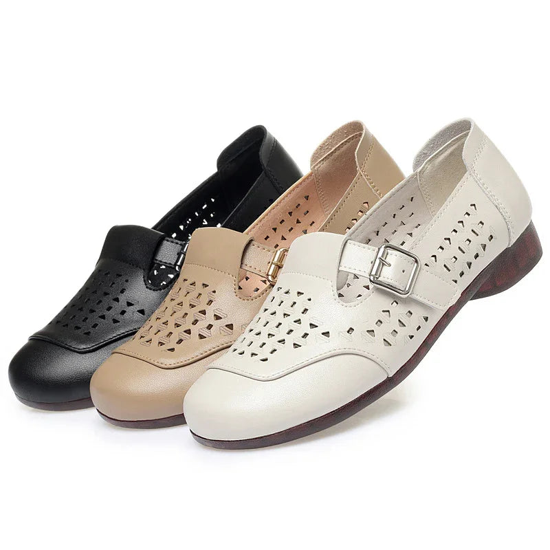 women's wide toe box dress shoes Women's Wide Toe Box Leather T-Strap Flats