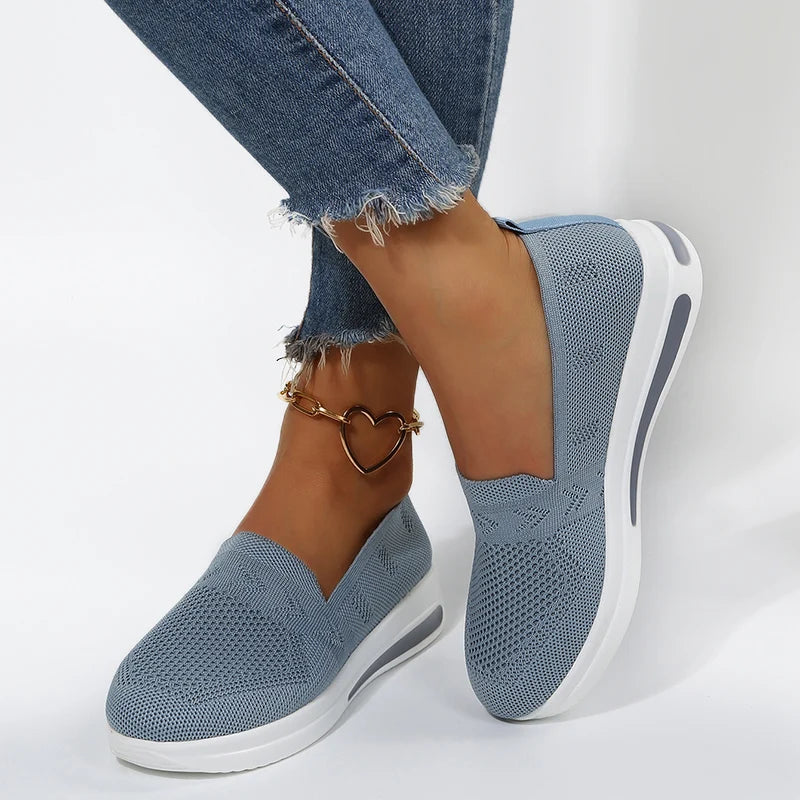 Chic Wedge Sneakers with Airy Mesh Upper