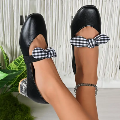 Women’s Bow Strap Low Heel Pumps