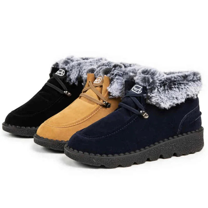 Slip-Resistant Booties with Fluffy Fur Trim
