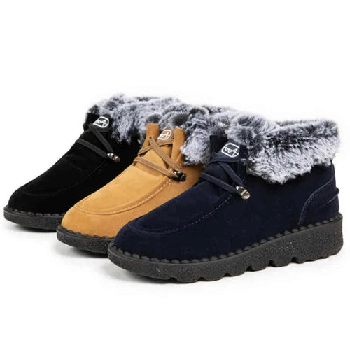 Slip-Resistant Booties with Fluffy Fur Trim