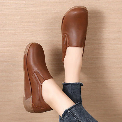 Women's Wide Toe Box Platform Loafers Leather