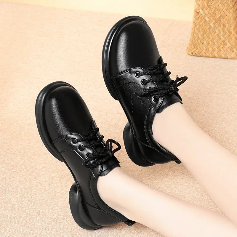 Women's Wide Toe Box Leather Oxford Shoes