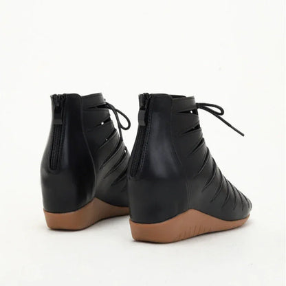 Hollow Wedge Sandals with Back Zipper - 4cm Heel