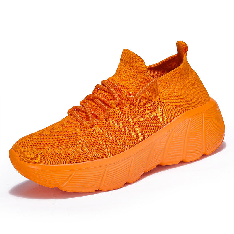 Mesh Lace-Up Decoration Platform Ortho Shoes